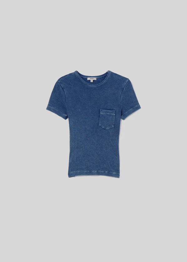 Arlo Rib Pocket Tee - Indigo