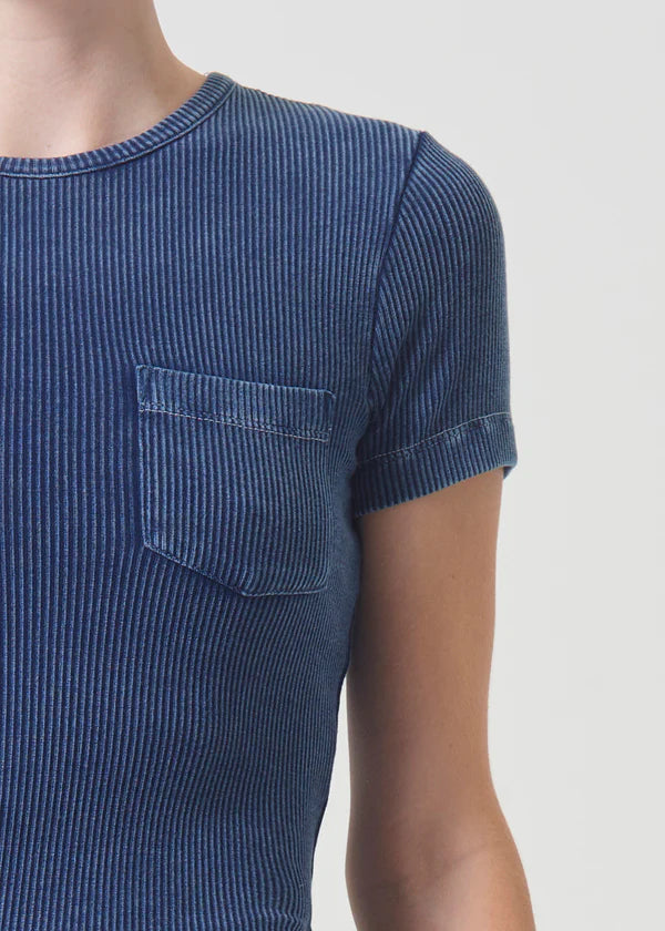 Arlo Rib Pocket Tee - Indigo