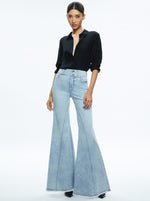 Beautiful Seamed Wide Leg Jean - Bleached