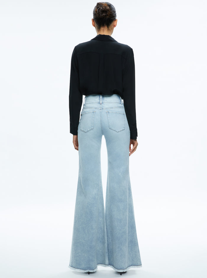 Beautiful Seamed Wide Leg Jean - Bleached