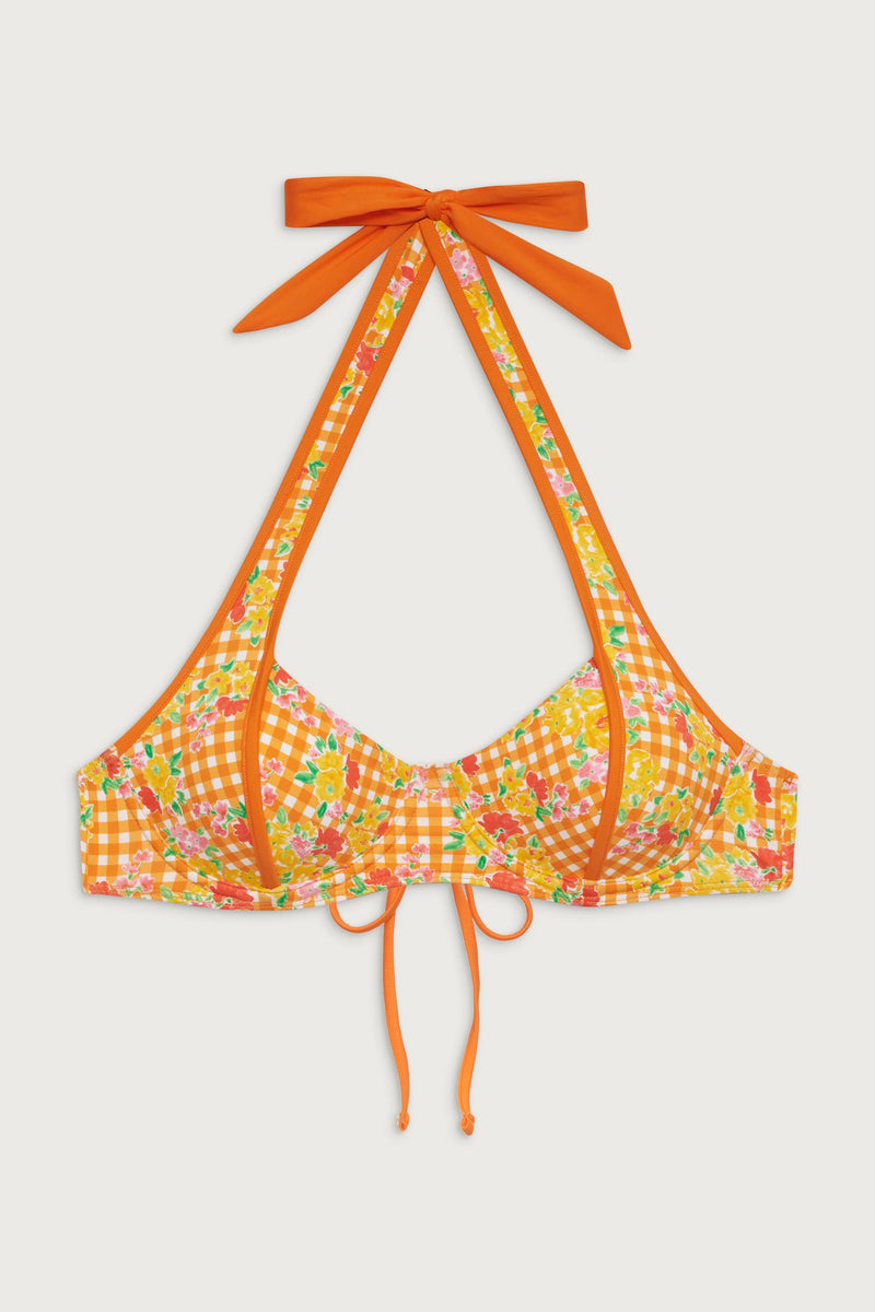 Fin Floral Underwire Bikini Top - Marigold Gingham