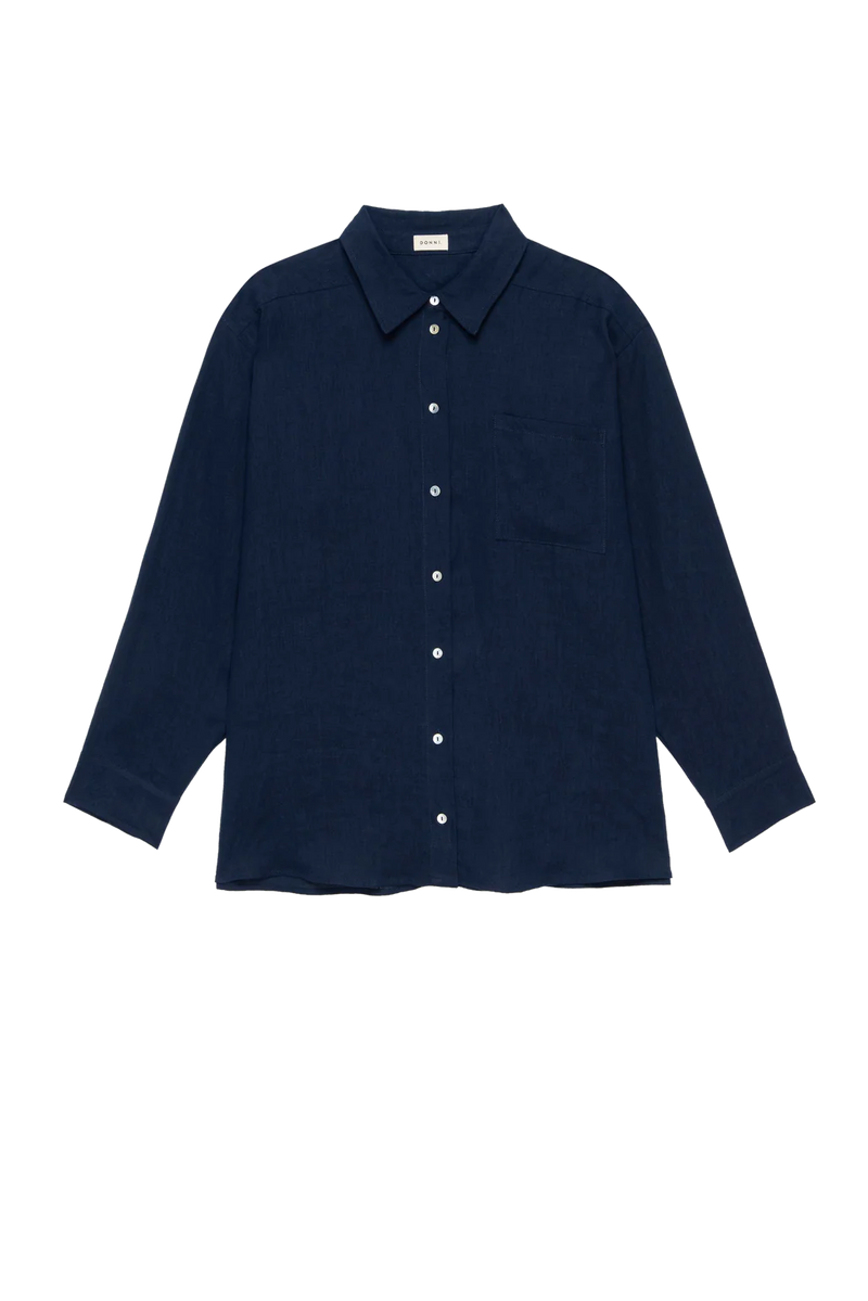 The Linen Relaxed Shirt - Navy