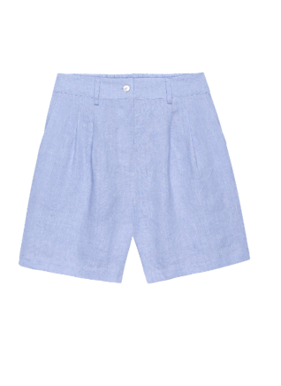 The Linen Pleated Short - Cloud