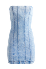 Palmer Denim Strapless Mini Dress- Rocky Blues