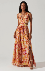 Noya Maxi Dress - Rust Yellow Floral